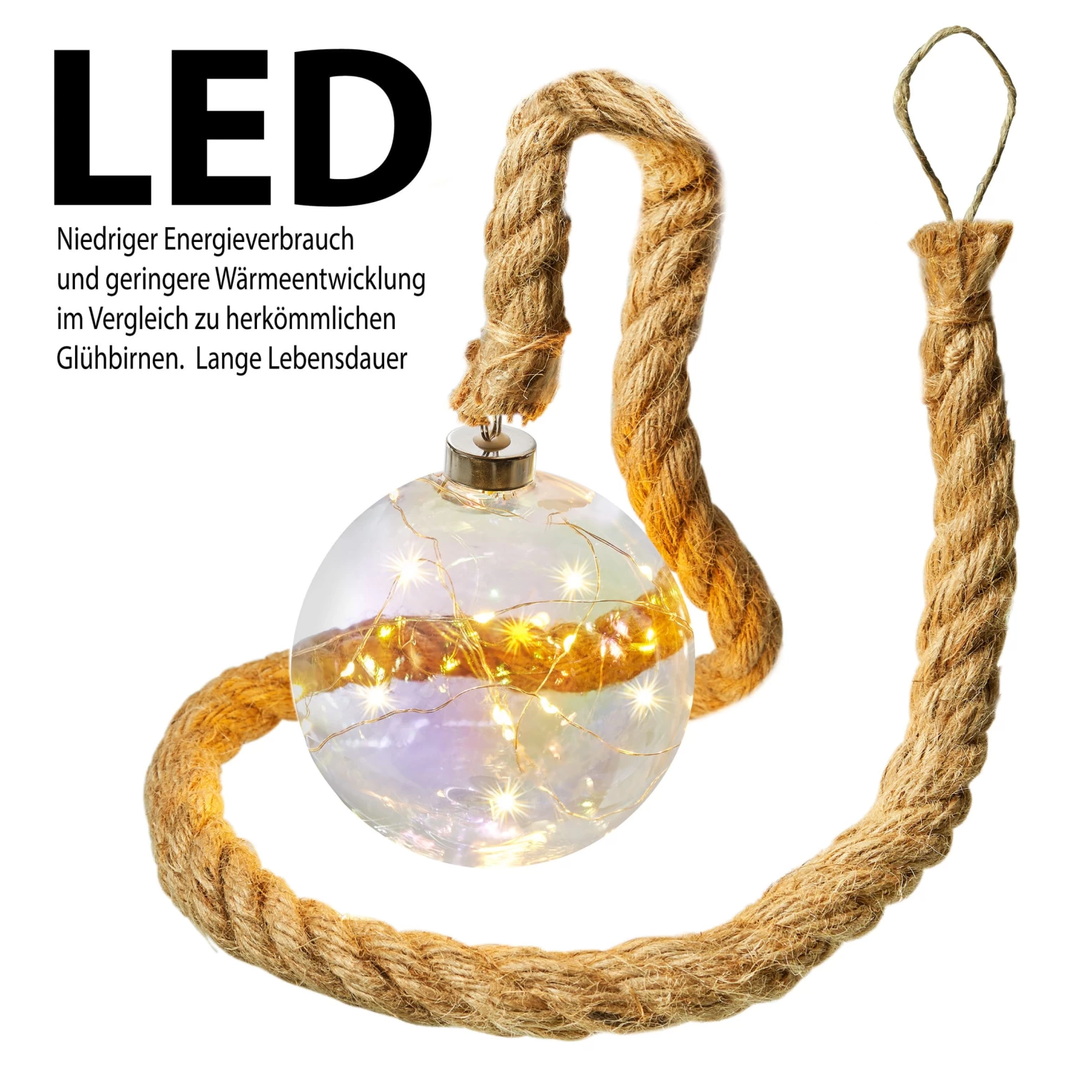 LED Dekolicht 10 Cm Kugelform Am Seil NICHT ERFORDERLICH In Perlmutt – Bild 2