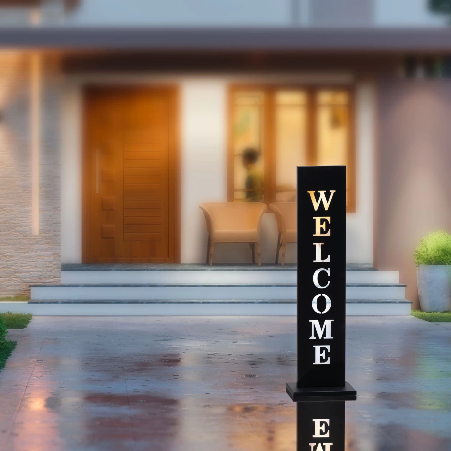 Stahl Standschild Welcome In Schwarz – Bild 4