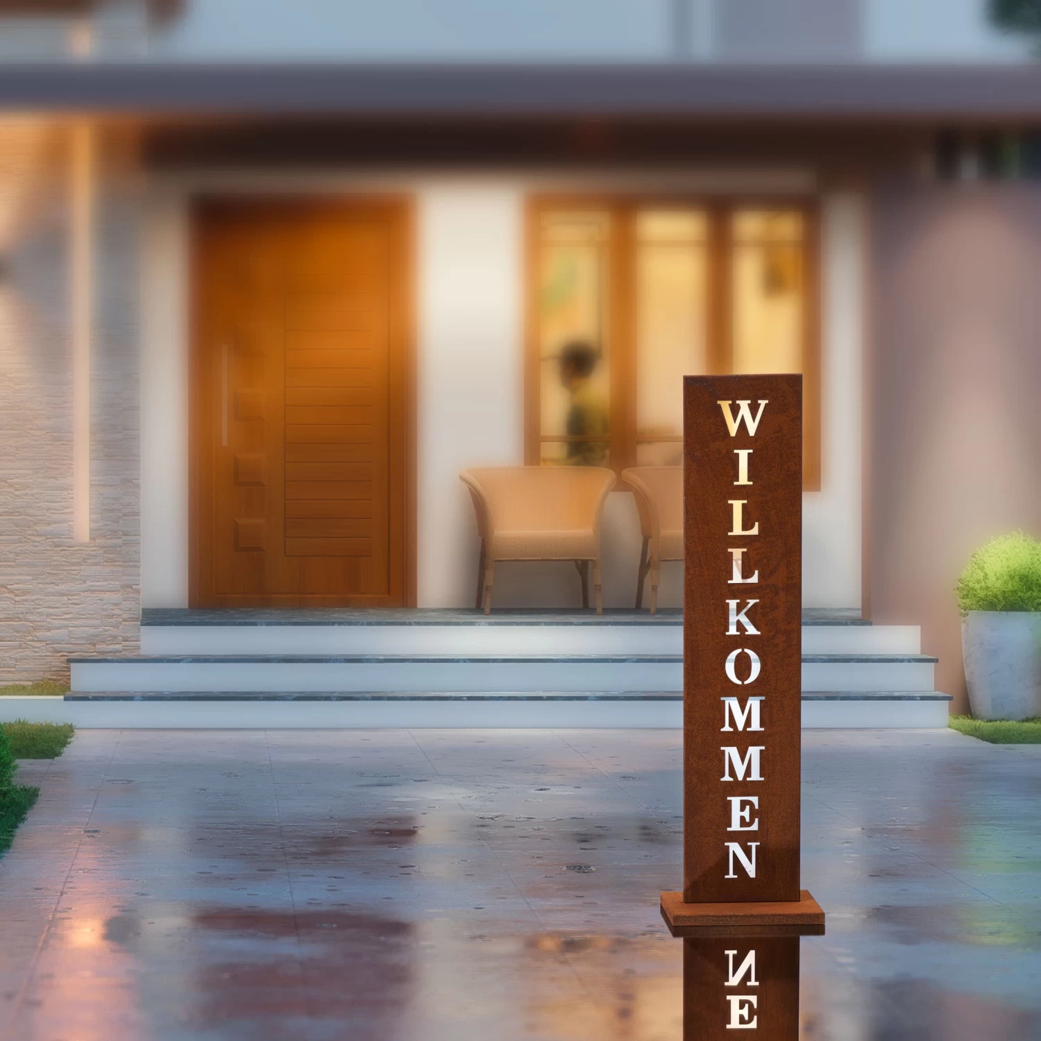 Stahl Standschild Willkommen In Rost – Bild 4