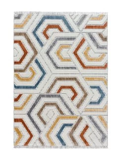 Kurzflor-Teppich "Broadway" In Weiß/ Bunt