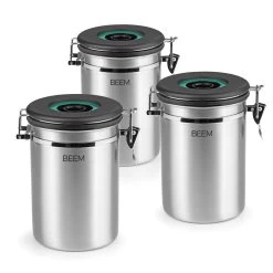 3tlg. Set: Vorratsdose Mit Dosierlöffel In Silber