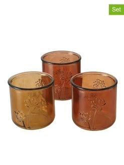 3er-Set: Windlichter "Lesina" In Hellbraun - (H)9 Cm