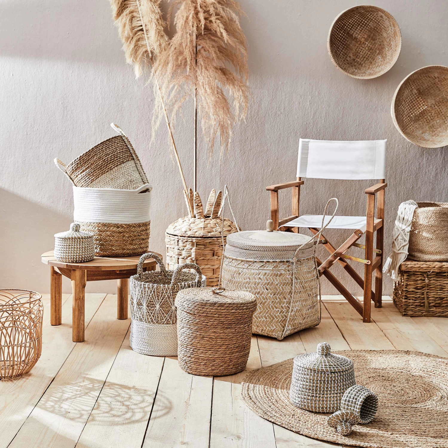 Korb Ø36cm WHITE BEACH In Natur-Weiß – Bild 2