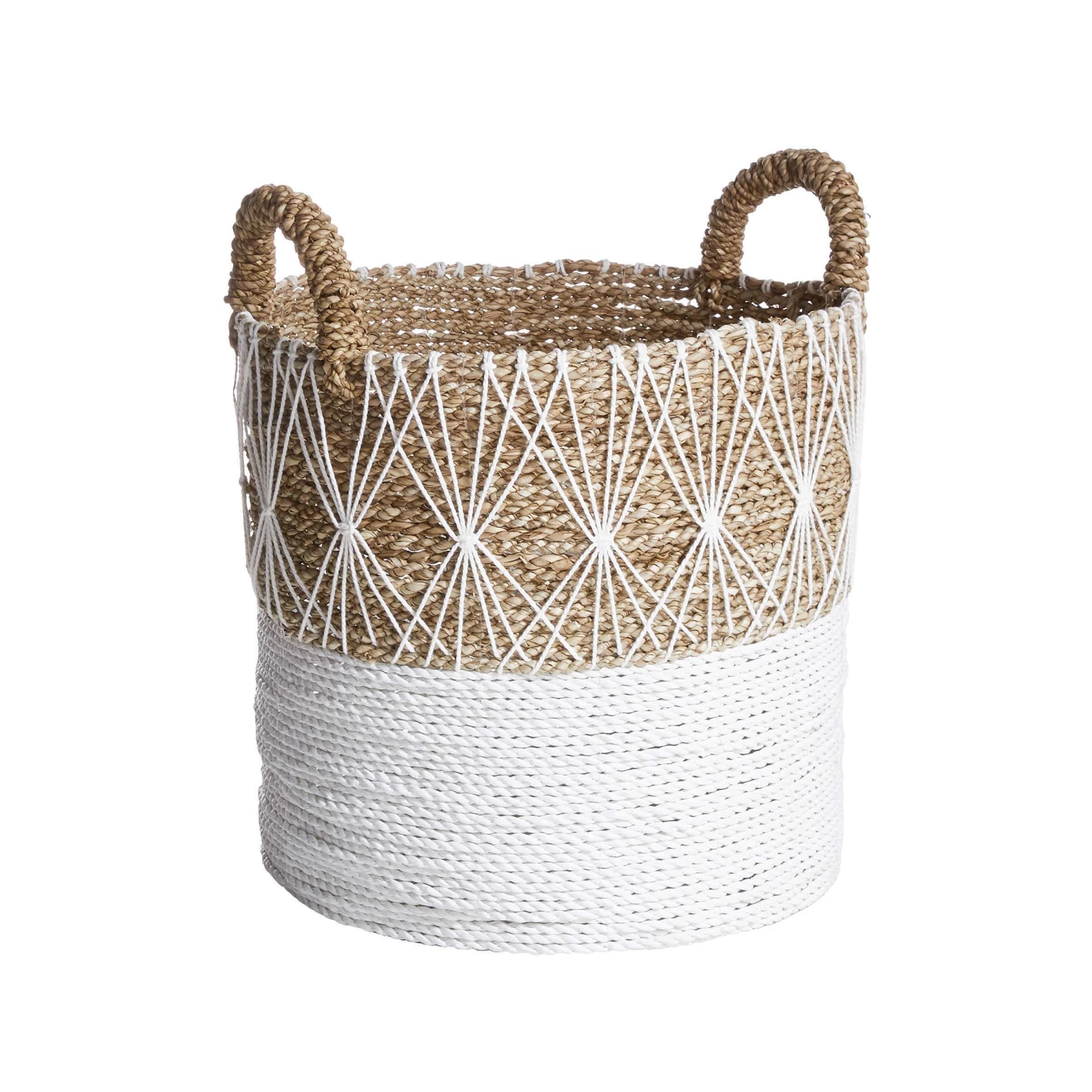 Korb Ø36cm WHITE BEACH In Natur-Weiß