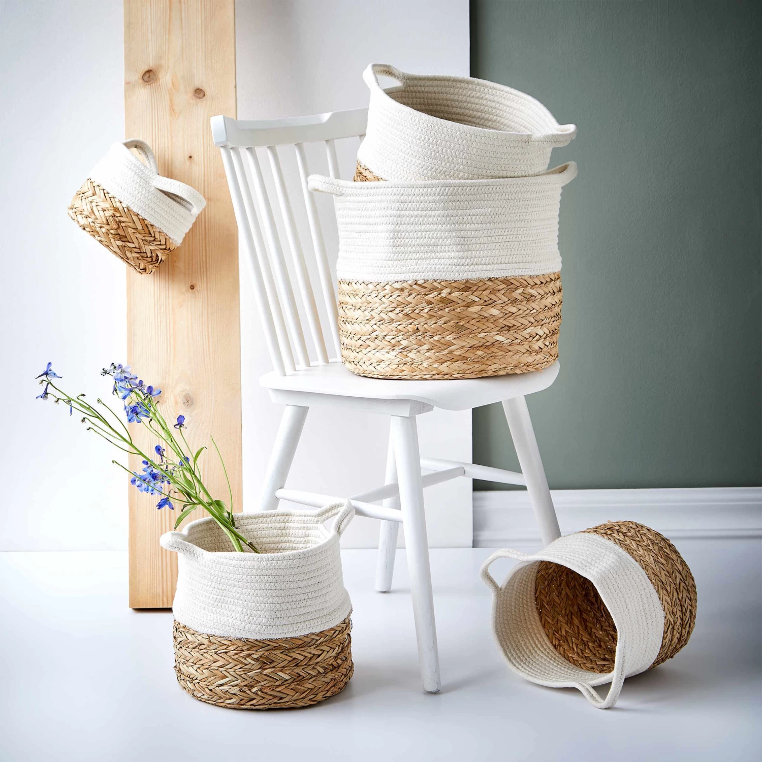 Korb Rund Ø23cm COTTON BRAID In Natur-Weiß – Bild 2