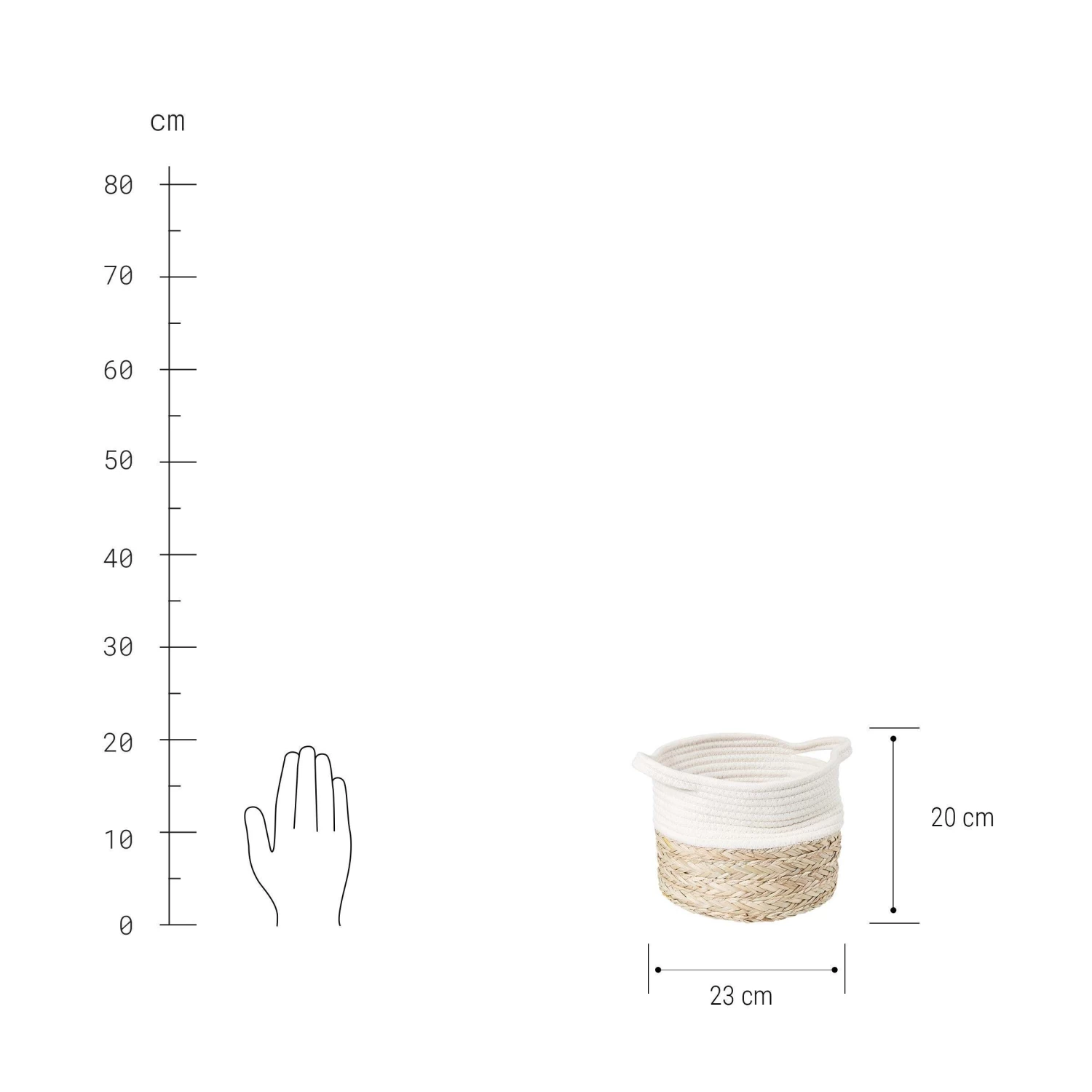 Korb Rund Ø23cm COTTON BRAID In Natur-Weiß – Bild 3