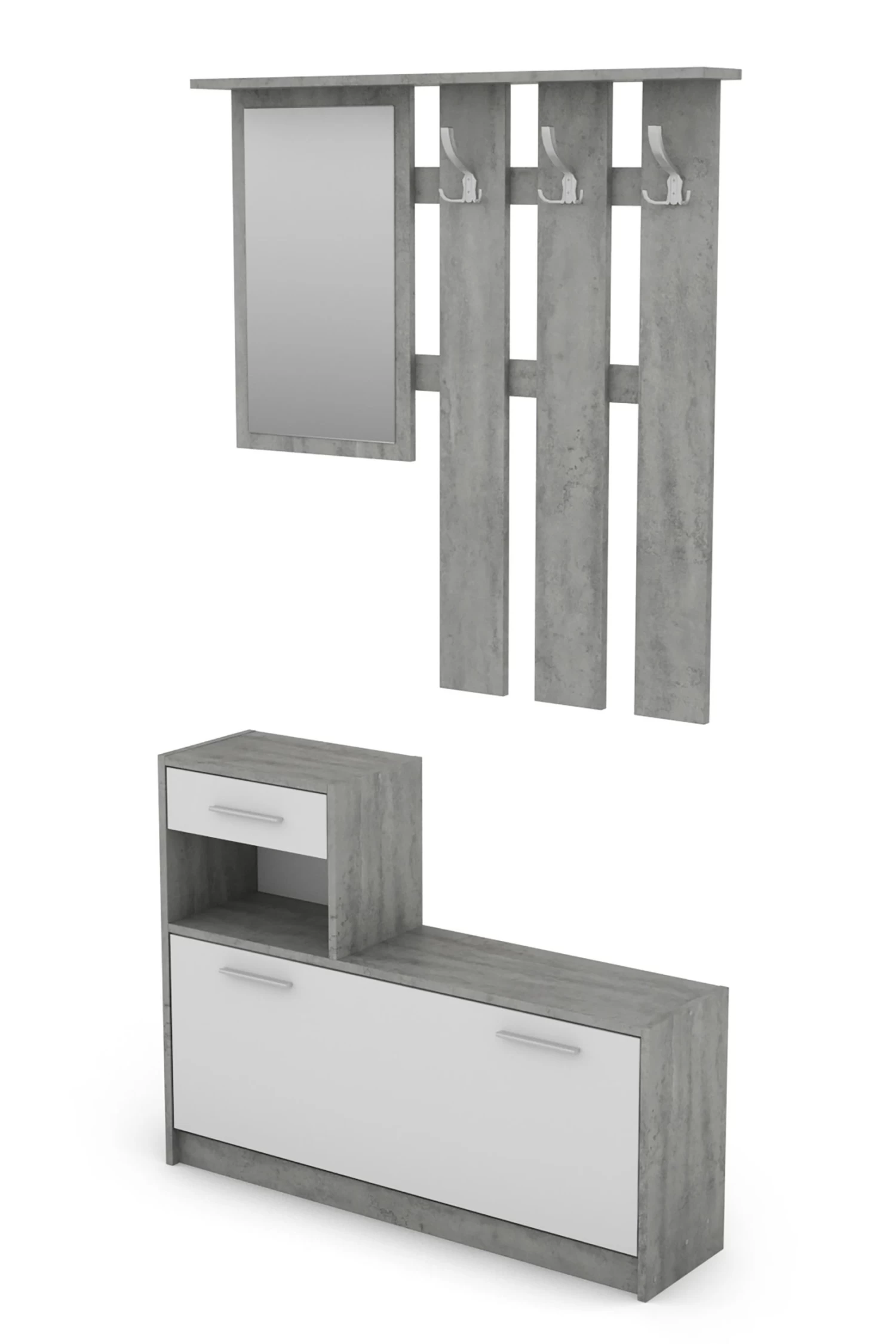 Garderoben-Set TAMINA In Beton-Optik / Weiß - (B) 97 X (H) 190 X (T) 25 Cm – Bild 2