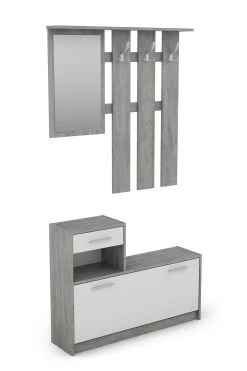 Garderoben-Set TAMINA In Beton-Optik / Weiß - (B) 97 X (H) 190 X (T) 25 Cm