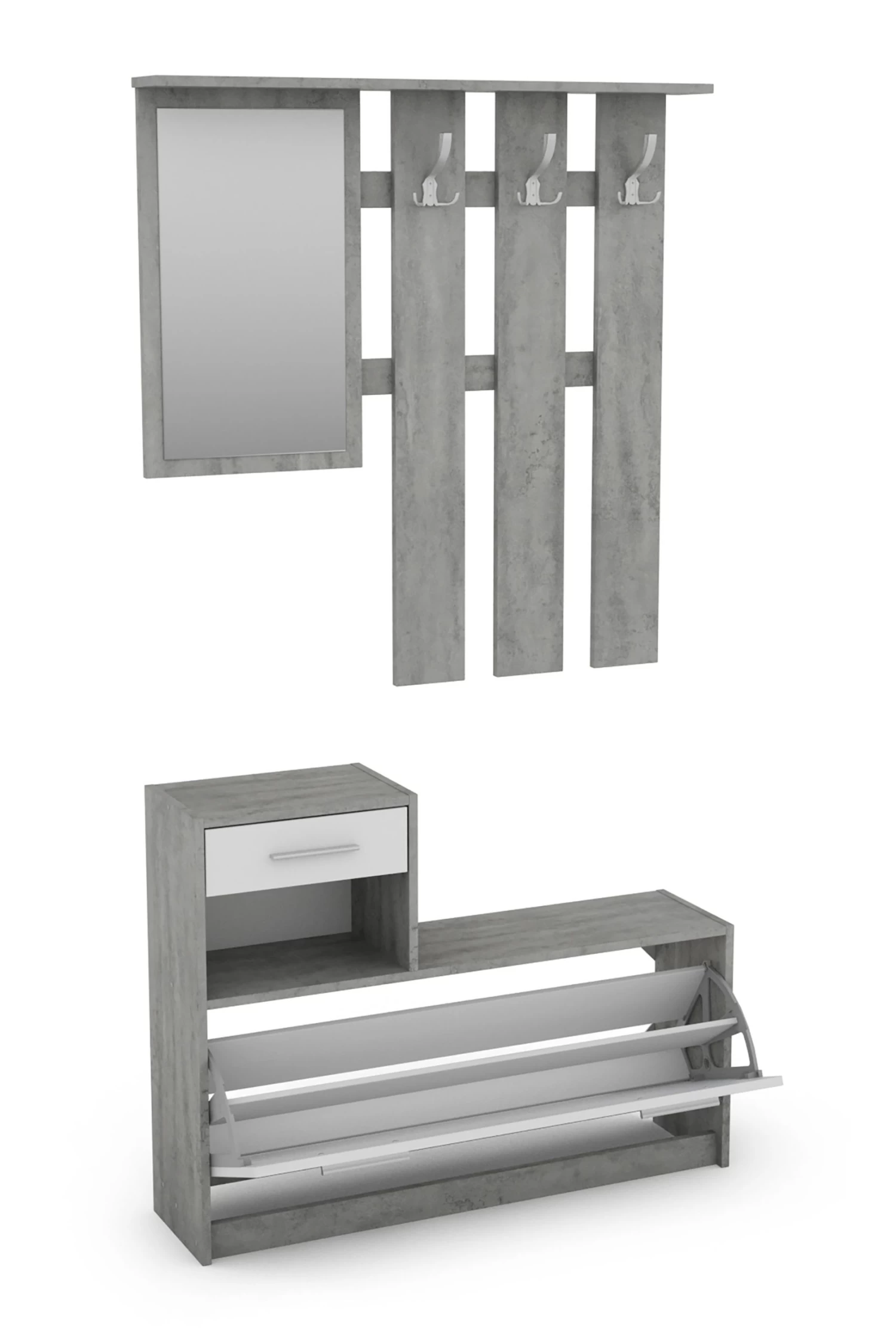 Garderoben-Set TAMINA In Beton-Optik / Weiß - (B) 97 X (H) 190 X (T) 25 Cm – Bild 5
