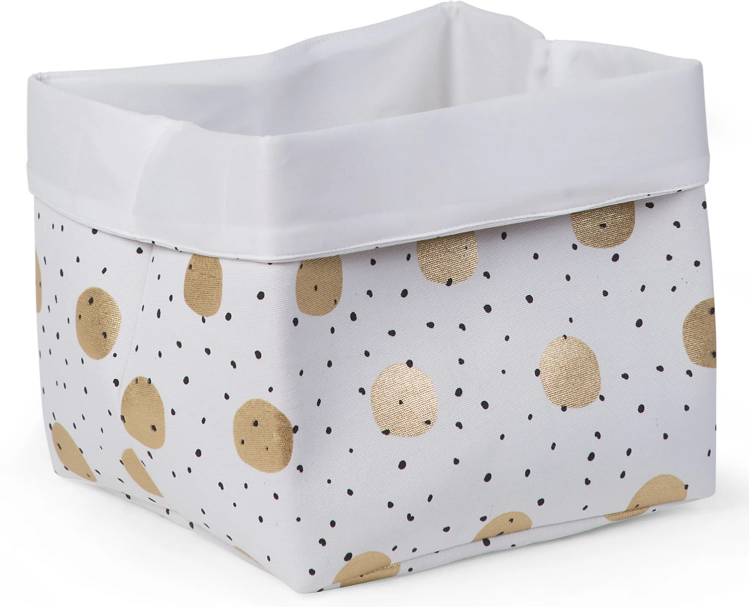 Childhome Korb Canvas, Punkte Gold, Weiß, 32x32x29 Cm