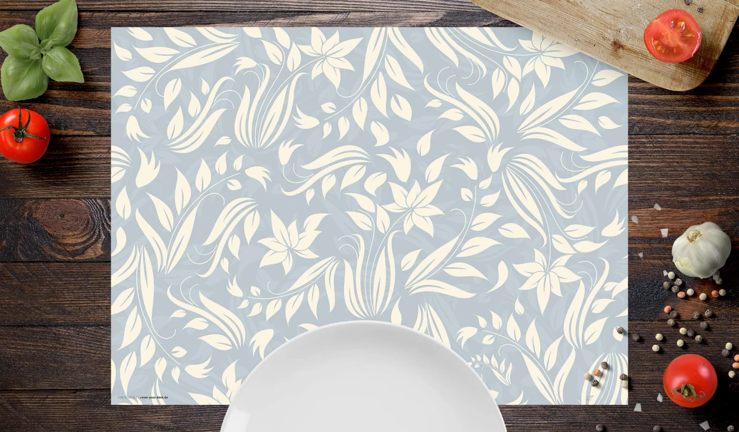 Tischsets I Platzsets Abwaschbar - Florales Muster In Hellblau - Aus Erstklassigem Vinyl (Kunststoff Ð BPA-frei) - 4 Stück - 44 X 32 Cm - Rutschfeste Tischdekoration – Bild 2