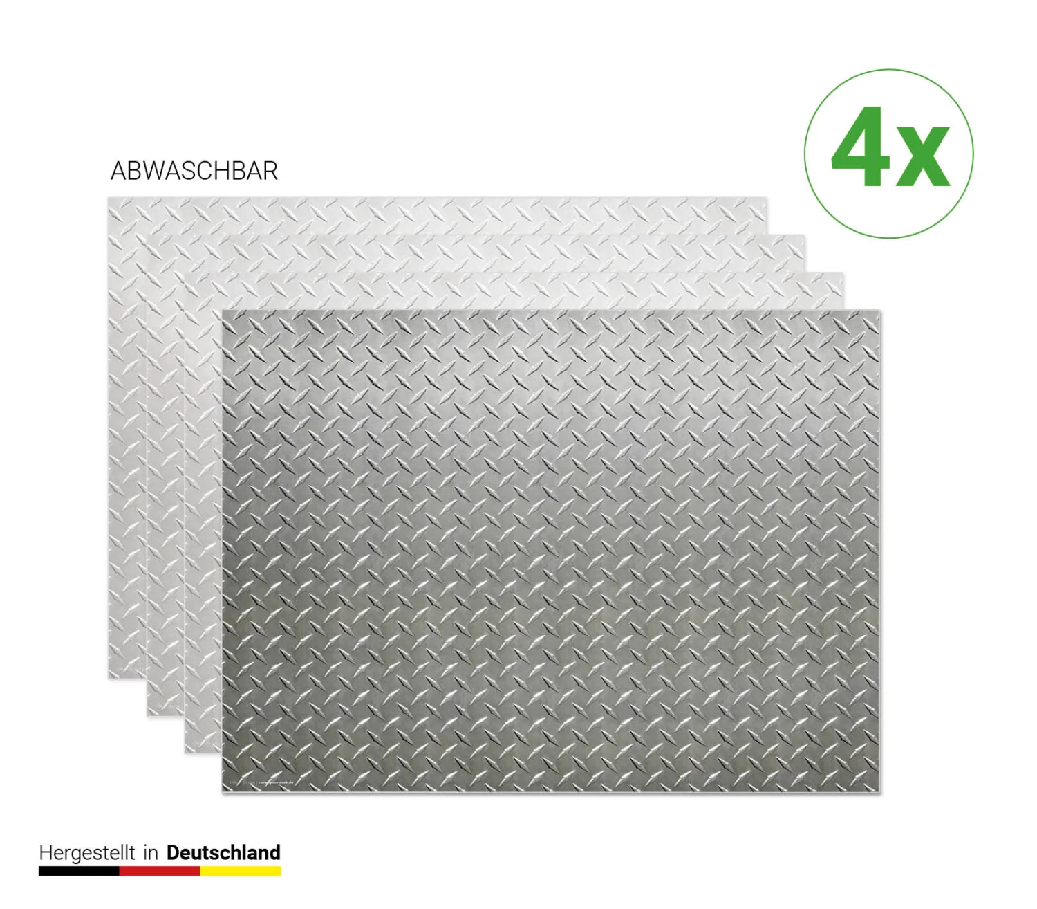 Tischsets I Platzsets Abwaschbar - Stahlblech Riffel Muster - Aus Erstklassigem Vinyl (Kunststoff Ð BPA-frei) - 4 Stück - 44 X 32 Cm - Rutschfeste Tischdekoration – Bild 4