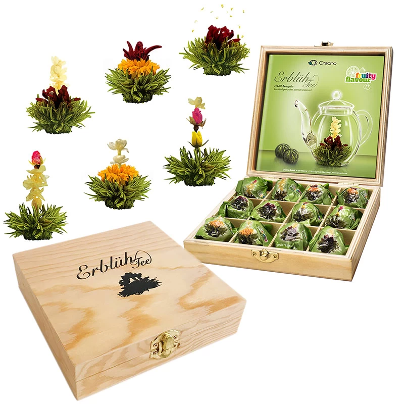 2er Set 12er Holzpräsentboxen ErblühTee Grüner Tee "Fruity Flavor" + Weißer Tee – Bild 5