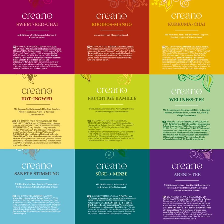 GESCHENK-BOX "Kräuter-Früchte -TEE" BIO 45 Teebeutel In 9 Sorten – Bild 5