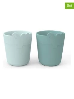 Done By Deer 2er-Set: Becher "Kiddish Croco" In Hellblau/ Hellblau - 100 Ml