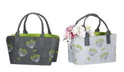 2er Set Filztasche Dillblütenmotiv In Grau & Grün