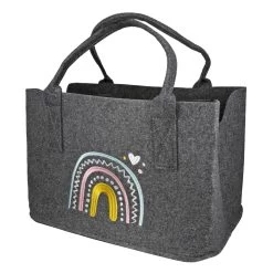 Filztasche Regenbogenmotiv In Grau
