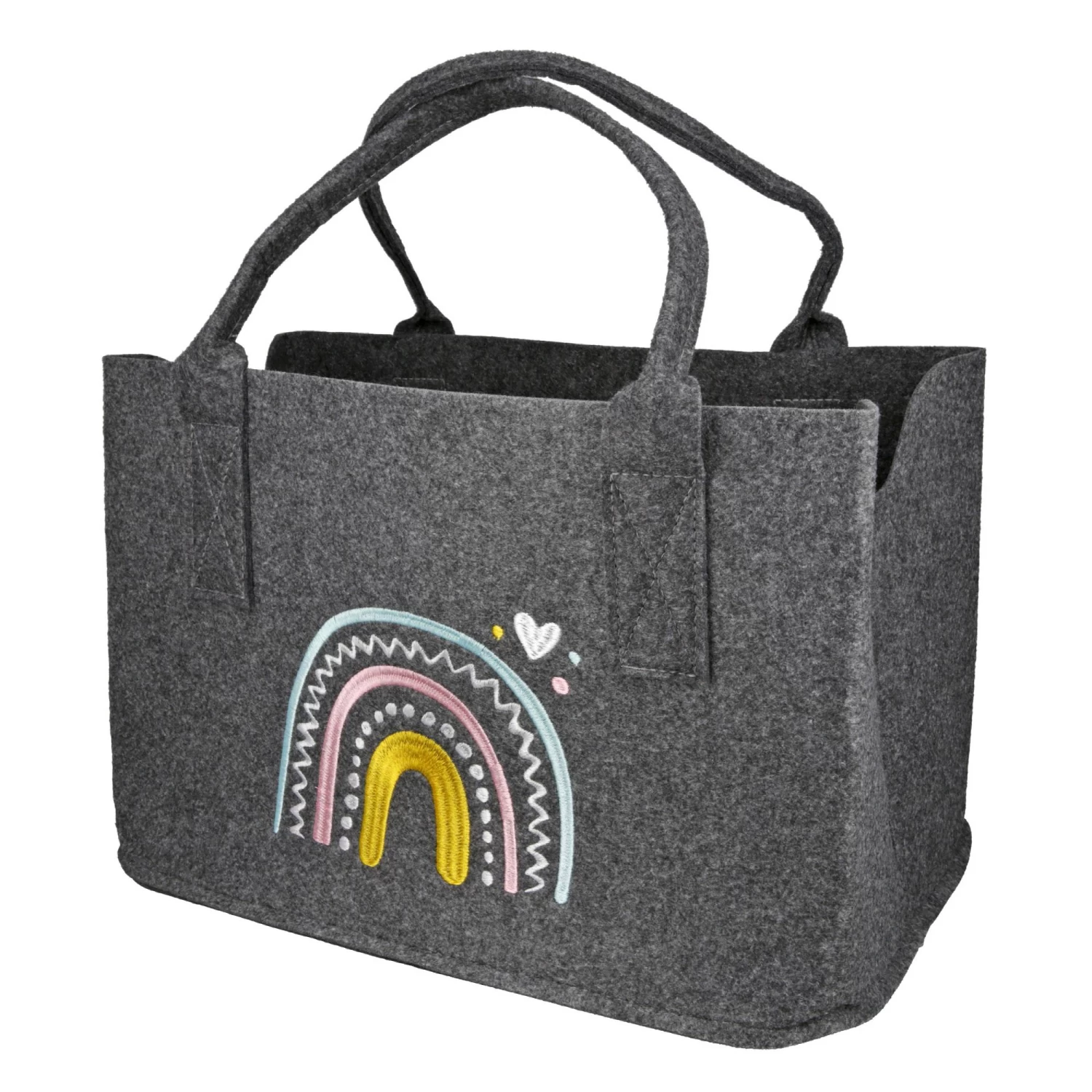 Filztasche Regenbogenmotiv In Grau