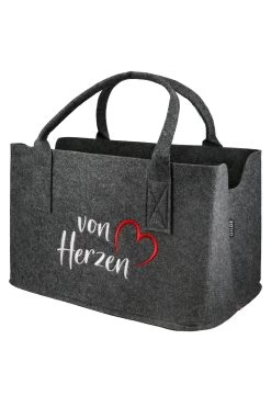 Filztasche "von Herzen" In Grau