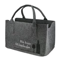 Filztasche "(W)einkaufen" In Dunkelgrau