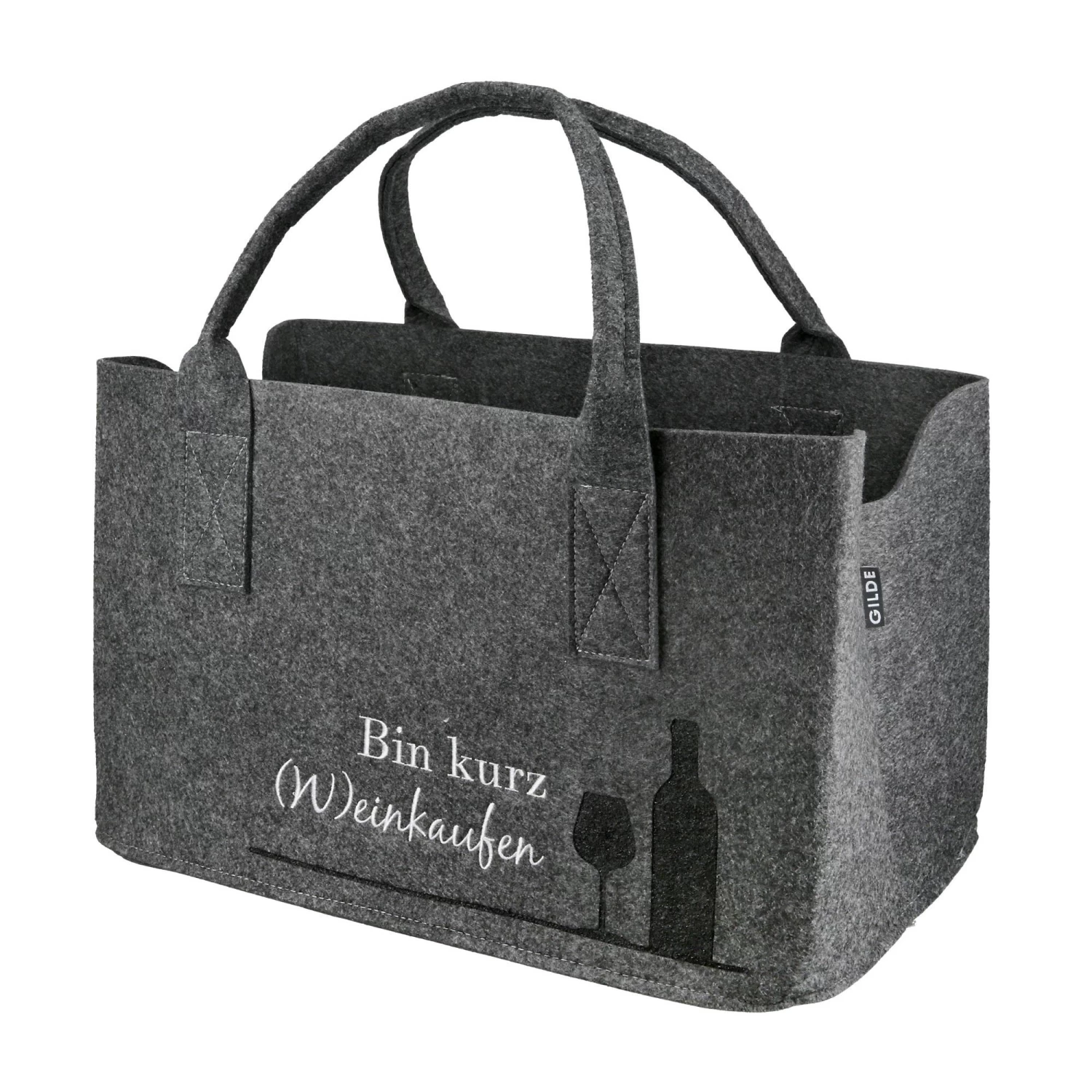 Filztasche "(W)einkaufen" In Dunkelgrau