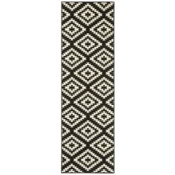 Kurzflor Teppich Läufer Nordic Schwarz Creme