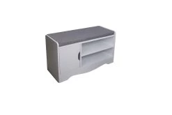 Schuhbank Mit Türchen, 2 Fächern & Sitzkissen In Weiß - B80 X T30 X H43 Cm