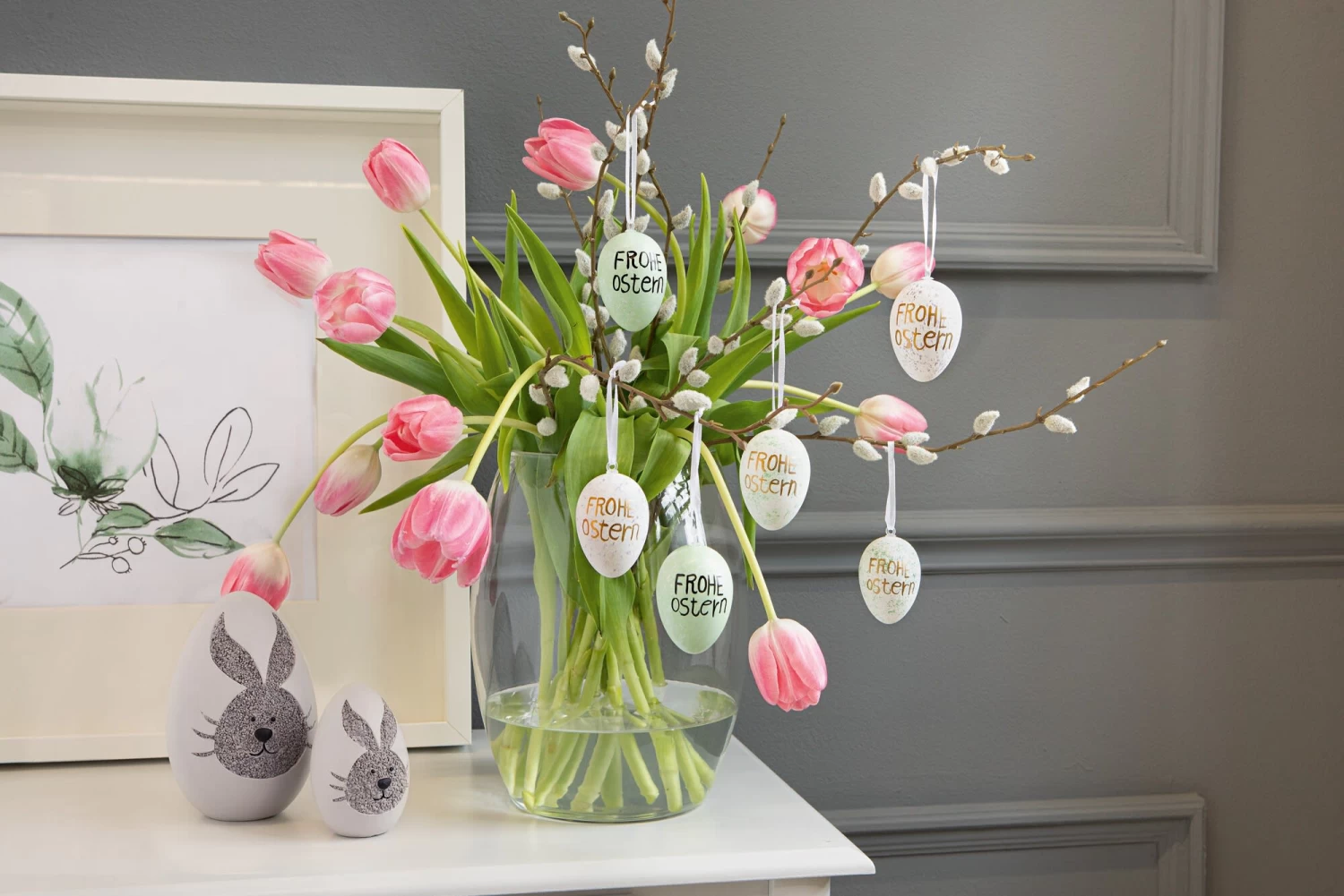 Spar-Set 2x Deko-Ei "Frohe Ostern", Höhe 5 Cm In Bunt – Bild 2