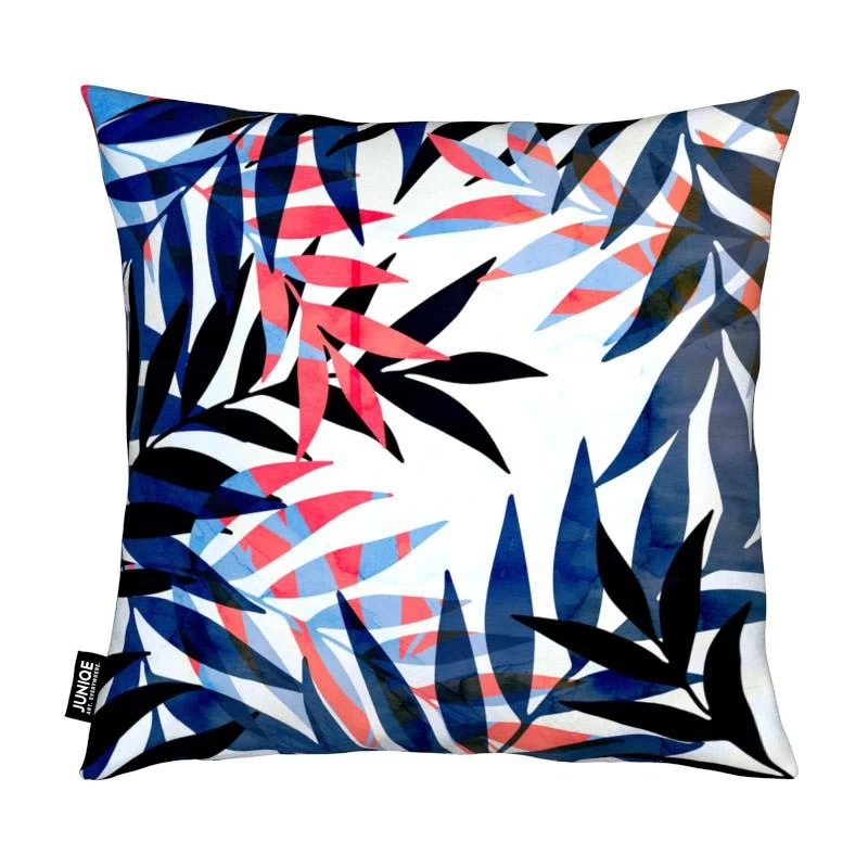 Kissen "Tropical Leaves" In Blau & Rot – Bild 2
