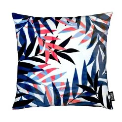 Kissen "Tropical Leaves" In Blau & Rot