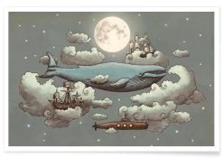 Poster "Ocean Meets Sky" In Blau & Grau
