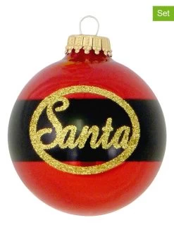 Christbaumkugeln In Rot/ Schwarz - 4 Stück - Ø 7 Cm