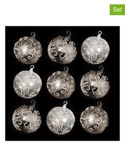 Christbaumkugeln In Silber - 9 Stück - Ø 8 Cm