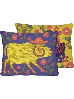 Kissenhülle "Vento" In Blau/ Gelb - (L)50 X (B)35 Cm