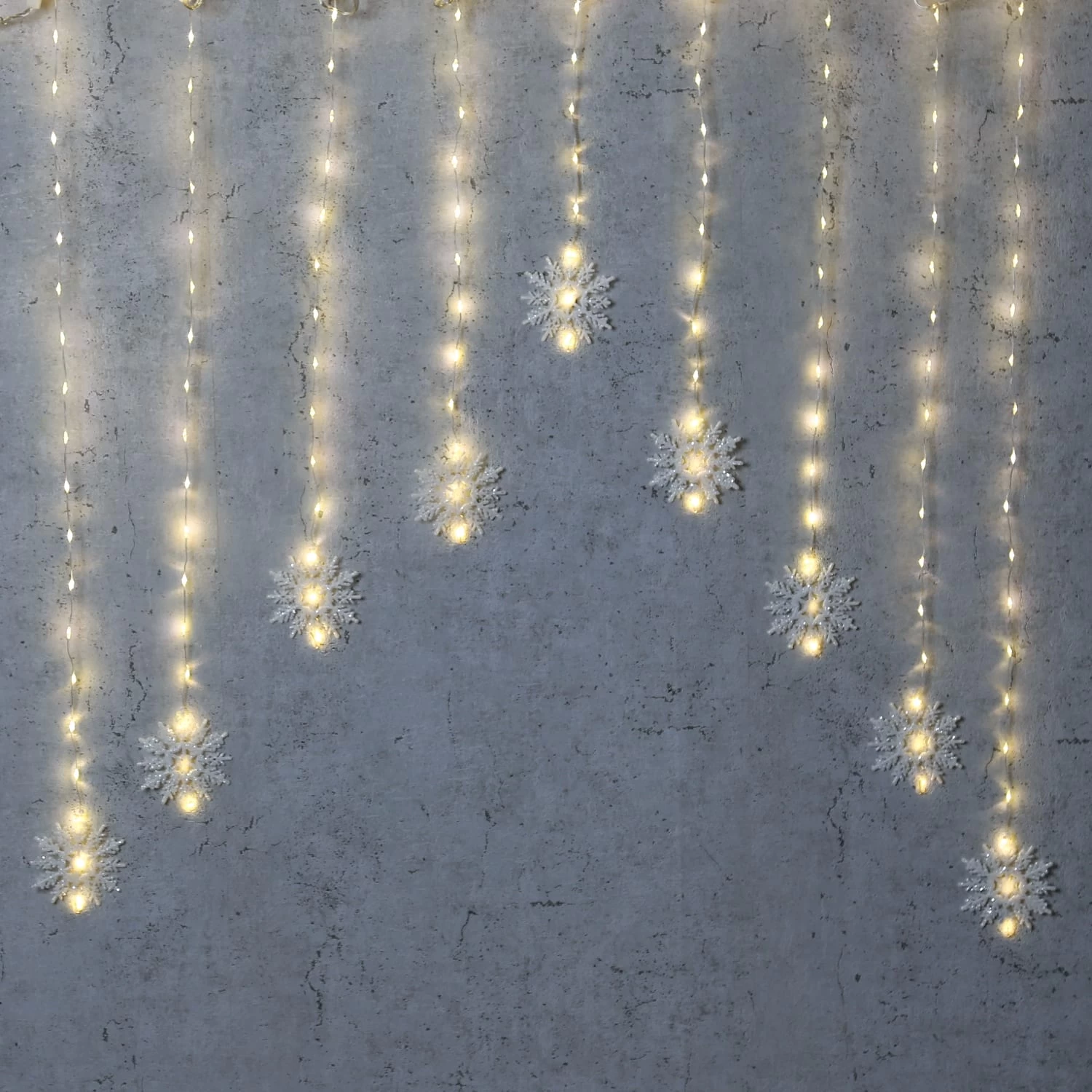 LED Lichtervorhang 9 Leuchtende Schneeflocken Auch Für Außen 80x140cm – Bild 2