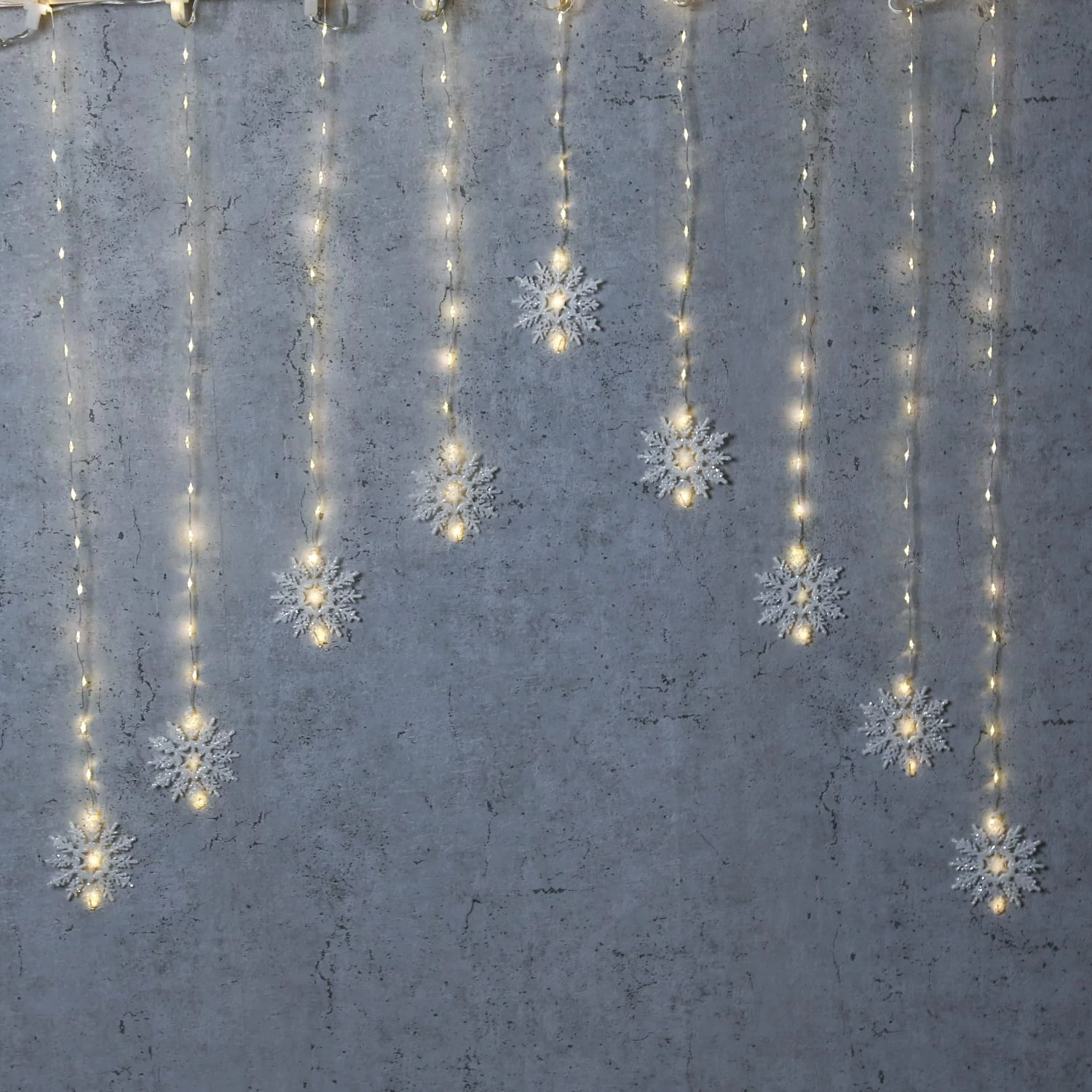 LED Lichtervorhang 9 Leuchtende Schneeflocken Auch Für Außen 80x140cm – Bild 4