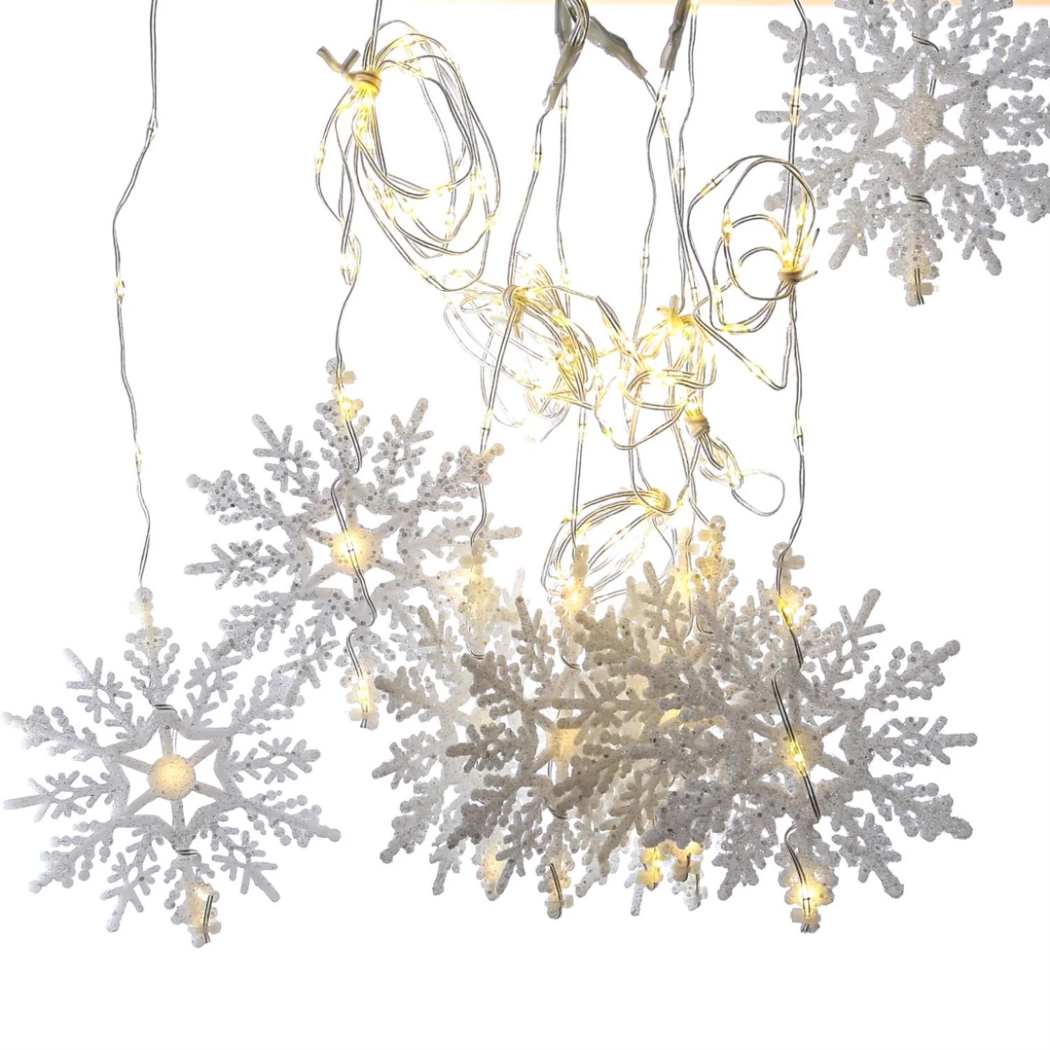 LED Lichtervorhang 9 Leuchtende Schneeflocken Auch Für Außen 80x140cm