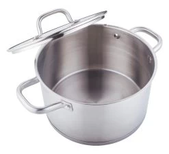 Bratentopf Ø24cm Edelstahl Kochtopf Mit Glasdeckel In Silber