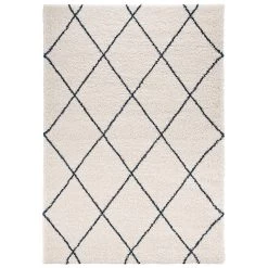 Hochflor Teppich Feel Creme Petrolgrün