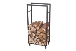 Kaminholzregal Mit Rollen In Braun