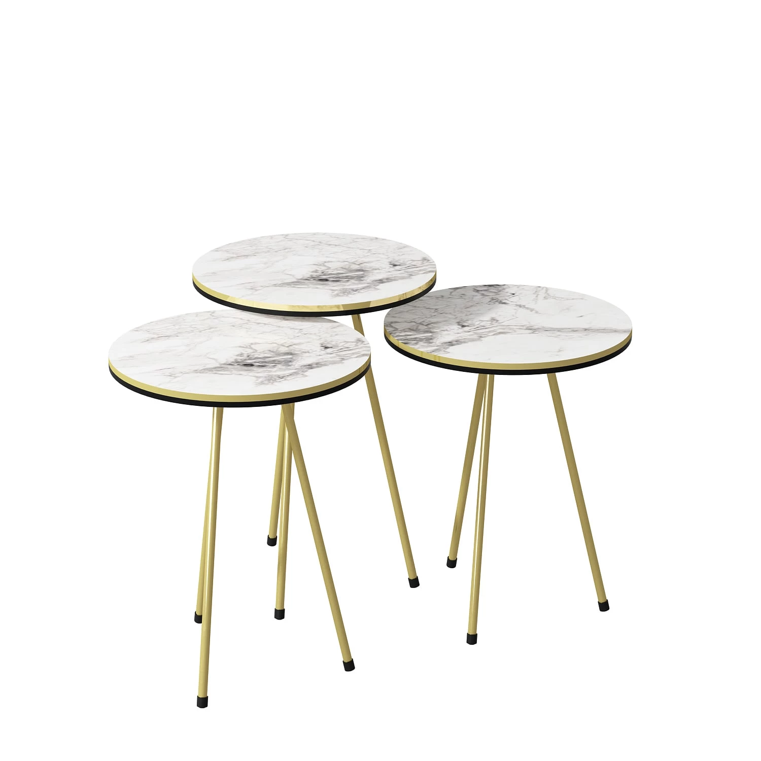 Beistelltisch 3er Set Marmoroptik Weiß 21706221