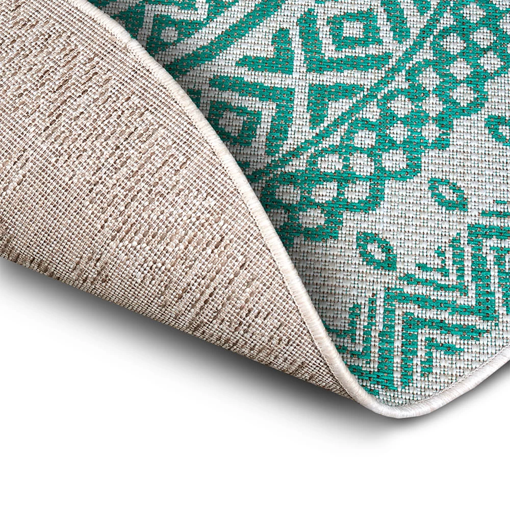 In- & Outdoor Teppich Giro Smaragdgrün Creme, 160 Cm Rund – Bild 7