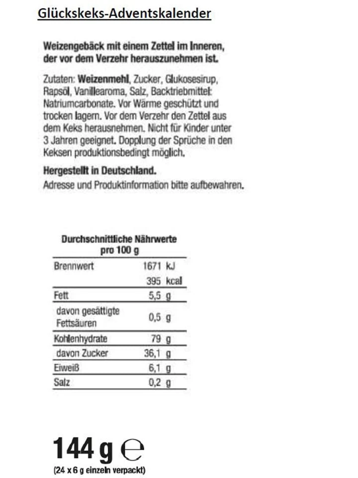 Glückskeks-Adventskalender "modern" In Dunkelgrün - 144 G – Bild 2