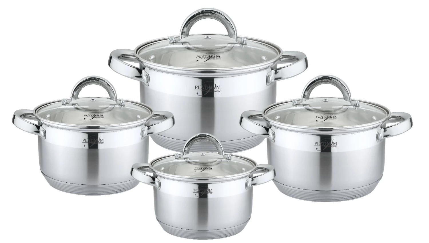 Platinum 8tlg. Edelstahl Kochtopf-Set In Silber