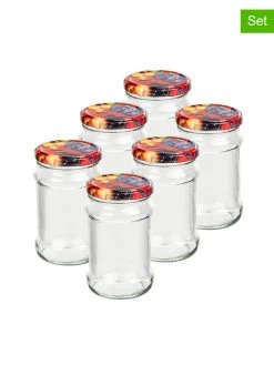 6er-Set: Einmachgläser In Transparent/ Bunt - 315 Ml