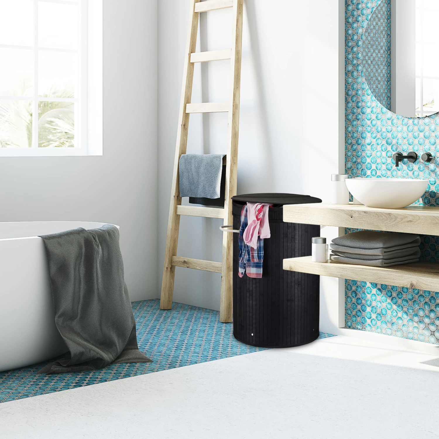 1 X Wäschekorb In Schwarz - (H)63 X Ø40 Cm – Bild 2