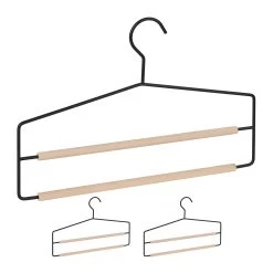 3er-Set: Hosenbügel In Schwarz/Natur