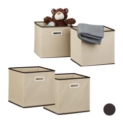 4x Faltbox In Beige - (B)30 X (H)30 X (T)30 Cm