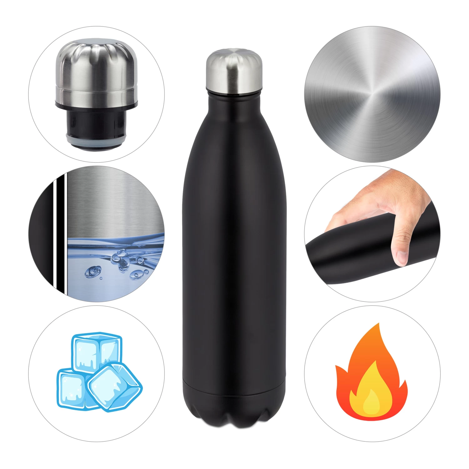 Trinkflasche In Schwarz - 1 L – Bild 6