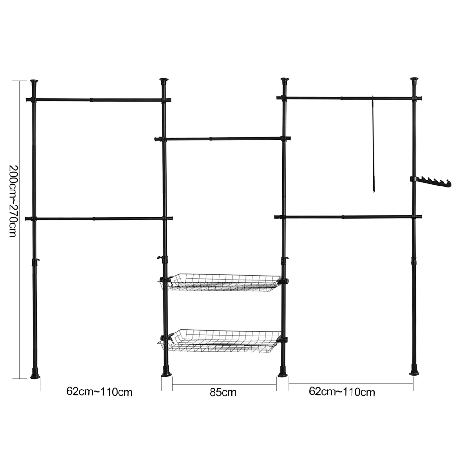 Kleiderständer In Schwarz - (B)209-305 X (H)200-270cm – Bild 4